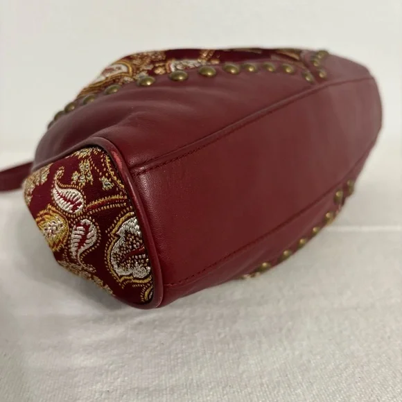 Isabella Fiore Leather & Tapestry Small Shoulder or Handbag With Studs Detail - Picture 4 of 16
